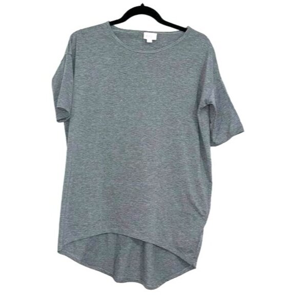 LuLaRoe Gray High-Low Hem T-Shirt XXS 96% Polyester 4% Spandex Made In China - Picture 1 of 5